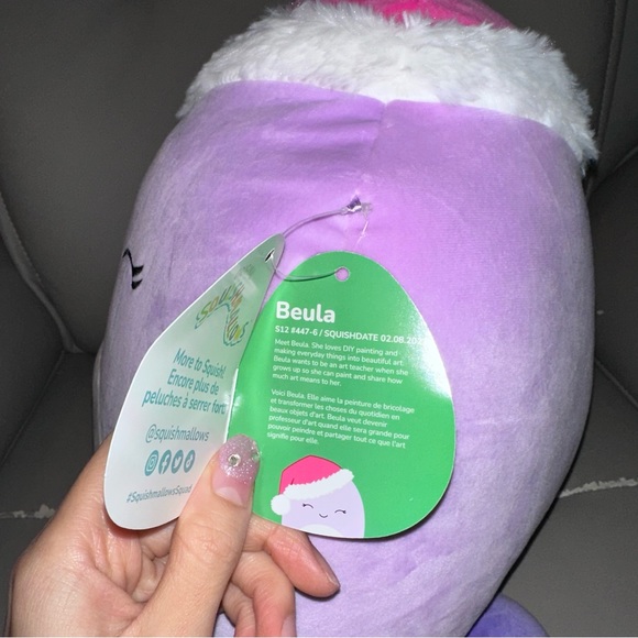 Holiday Christmas Squishmallows Beula the Octopus Santa Hat 12" Stuffed Plush - Picture 7 of 8